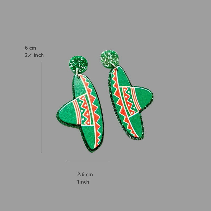 Wholesale Mexican Carnival May 5th Guitar Horse Hat Wine Bottle Violin Goblin Cactus Earrings